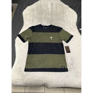 Vans Kids Bergman‎ Striped Knit T-Shirt Size Large Terry Towel Loren Green Blue